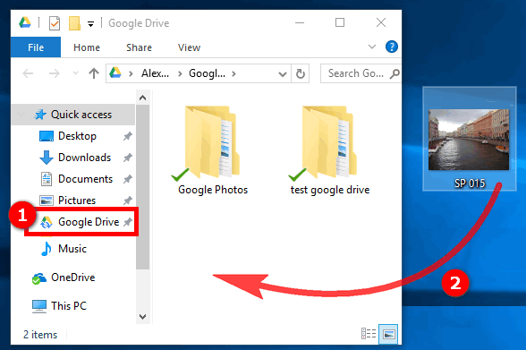 Transfer pictures to Google Drive folder
