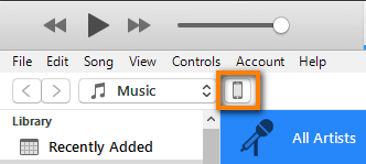 Click on device icon in iTunes