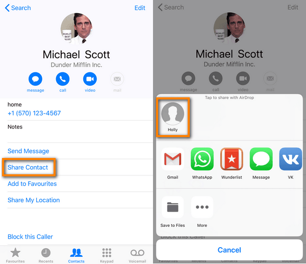 How to sync contacts from iPhone to iPhone via AirDrop