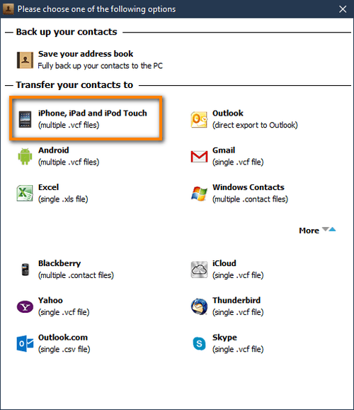 Transfer vcf contacts to iPhone 