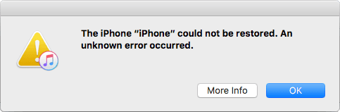 iPhone could not be restored message