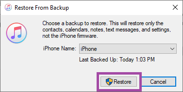 Restore photos from a broken iPhone using iTunes