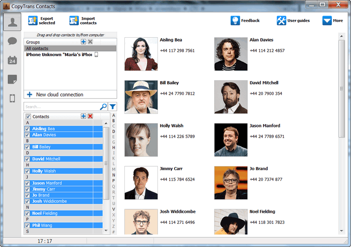 manage iphone contacts with copytrans