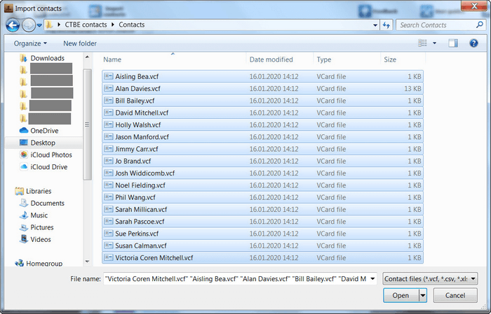 copytrans contacts select contacts for import
