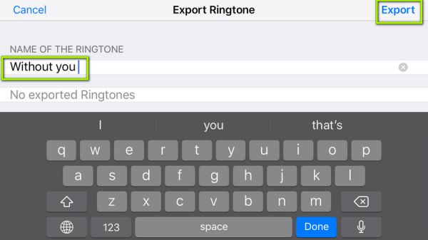 export your song to set a ringtone