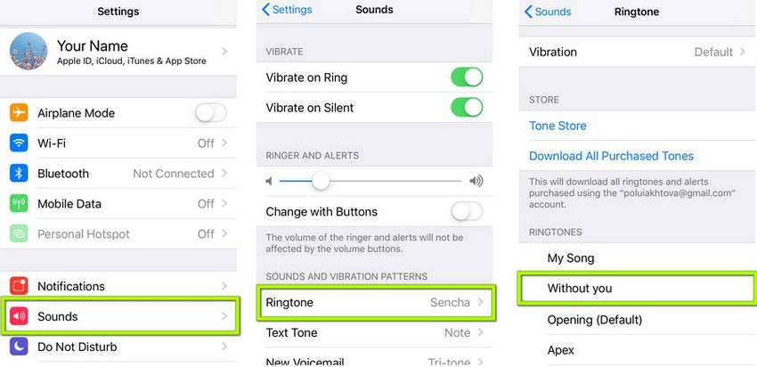 how to set a custom ringtone