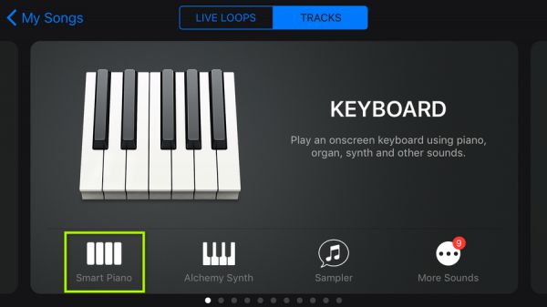 select an instrument in garageband