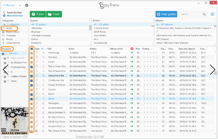 Manage music with CopyTrans