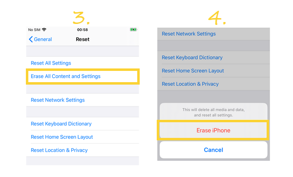 how to reset iPhone, second step