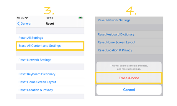how to reset iPhone, second steps