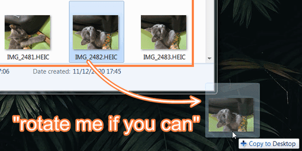 No rotation for heic files PC