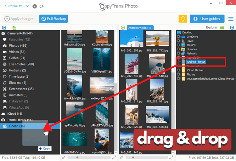 Transferring Android photos to iPhone