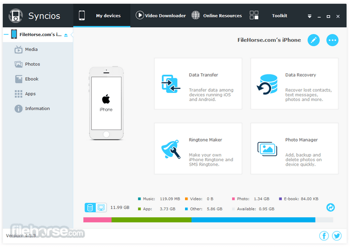 Syncios to recover and backup data iPhone