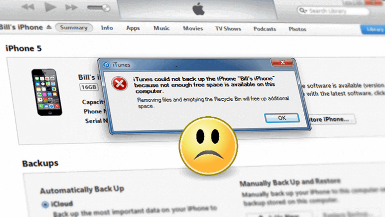 iTunes could not backup iPhone