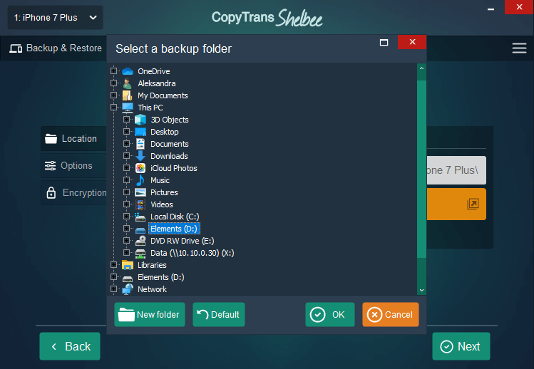 cts choose an external hard drive to backup the device