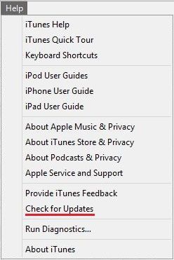 Manual check for updates in iTunes