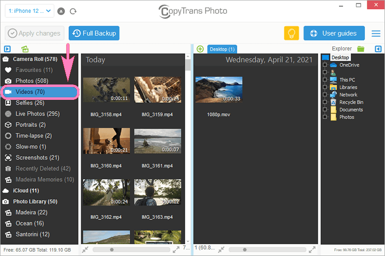 select the folder with video files