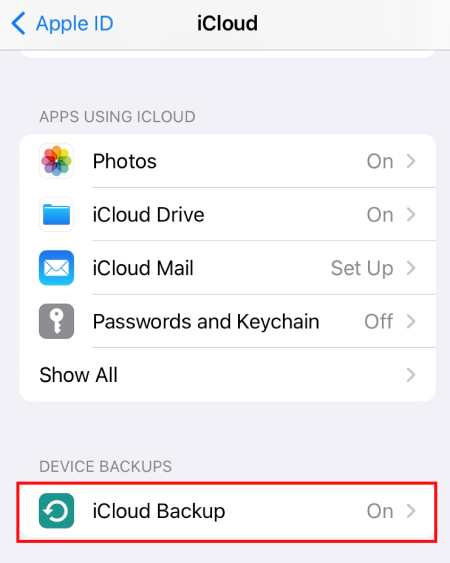 Delete iCloud backup on your iPhone