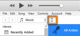 click on device icon in itunes