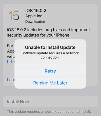 iOS 15 and iOS 16 installation error