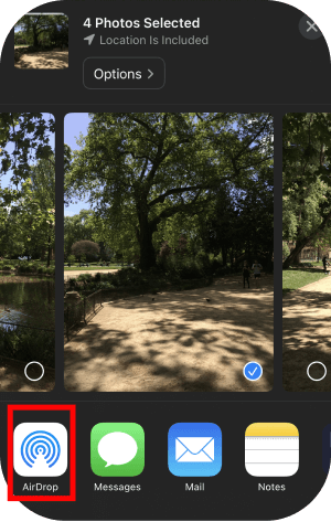 Select photos to AirDrop them to Mac