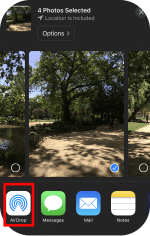 Select photos to AirDrop photos