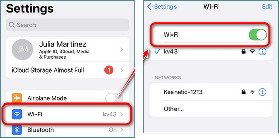 Wi-Fi connection enable