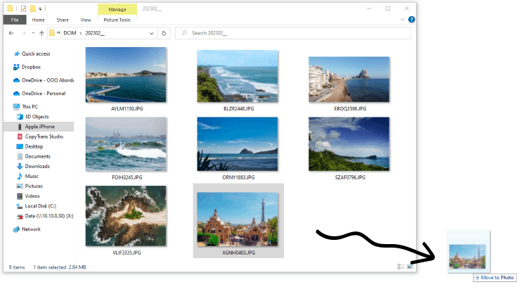 Move photos from iPhone to PC with DCIM