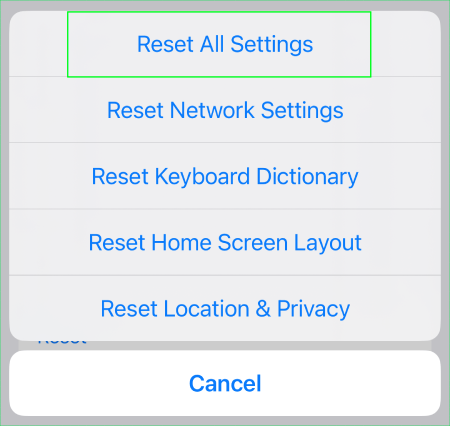 how to reset all settings on iPhone