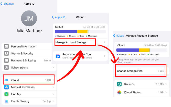 Buy iCloud storage from iPhone settings