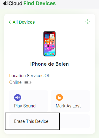 Erase the device from iCloud