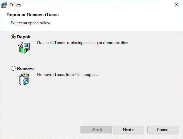 Repair your iTunes on PC