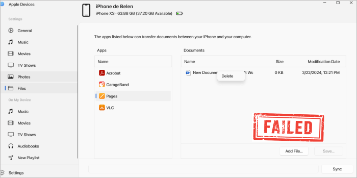How to transfer files in Apple Devices App