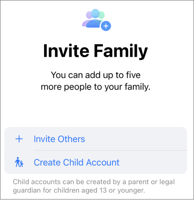 Set up family sharing in iCloud