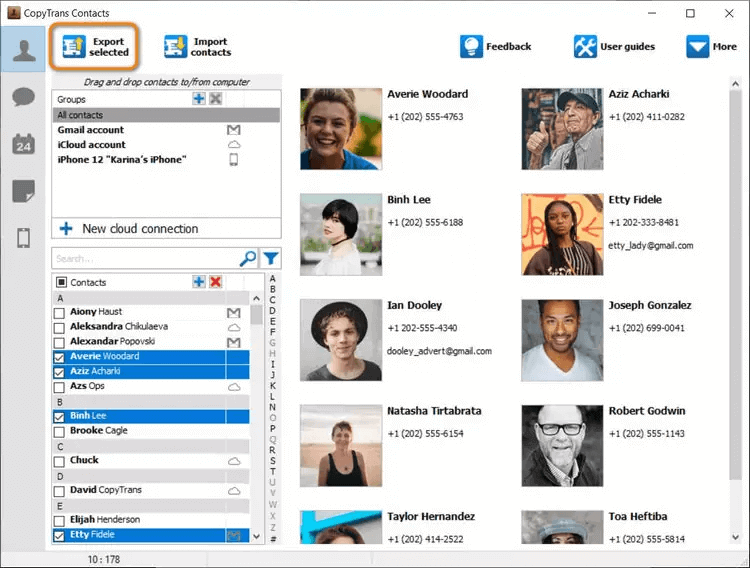 Export contacts in CopyTrans Contacts