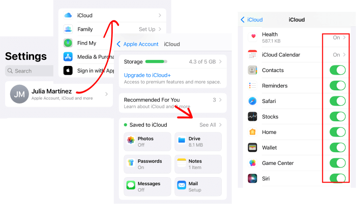 Sync iCloud from iPhone to iPad
