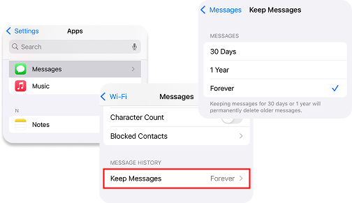 How to delete messages in Settings