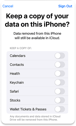 Choose the data from Apple ID