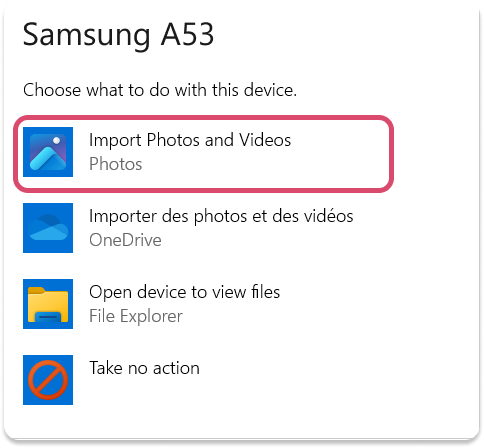 Import Samsung Photos and Videos on Windows 11
