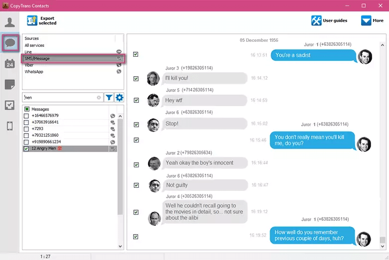 How to export messages