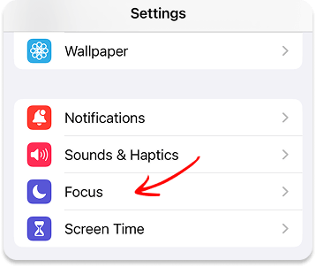 Focus mode in settings